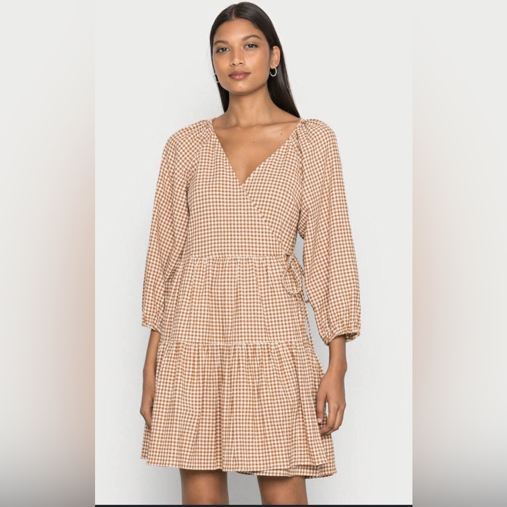 MADEWELL Gingham Puff-Sleeve Wrap Dress